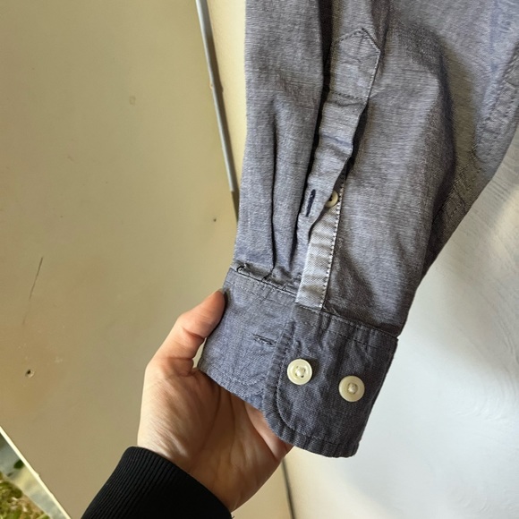 Tommy Hilfiger Classic Fit Button Down Blue Gray Textured Print Button Collar XL - Picture 8 of 9